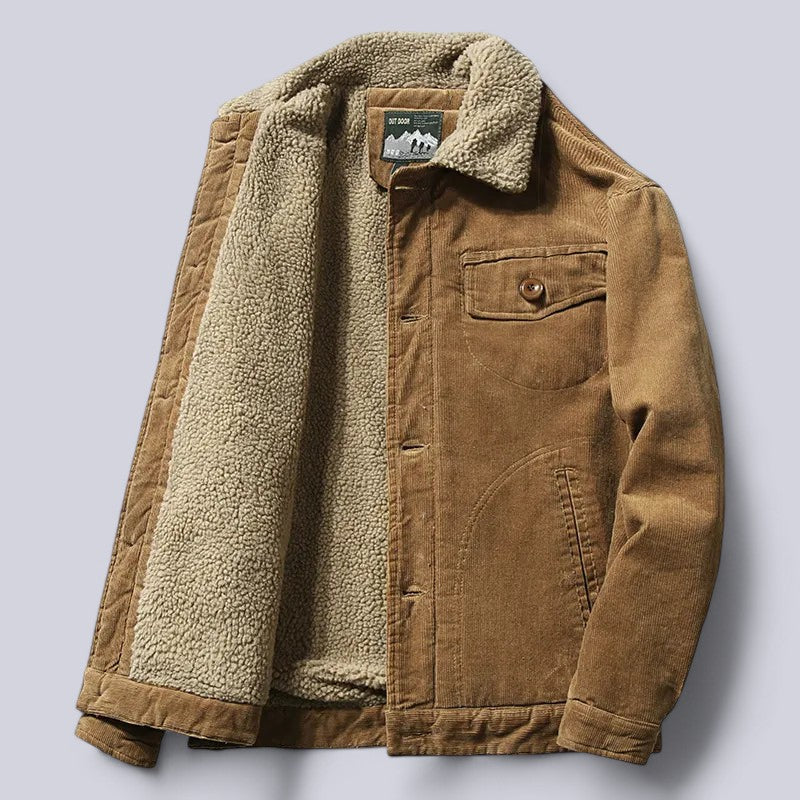 Back view of mens warm lined casual jacket with comfortable fit