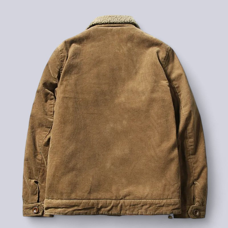 Casual winter outerwear coat in coffee brown with soft inner fleece