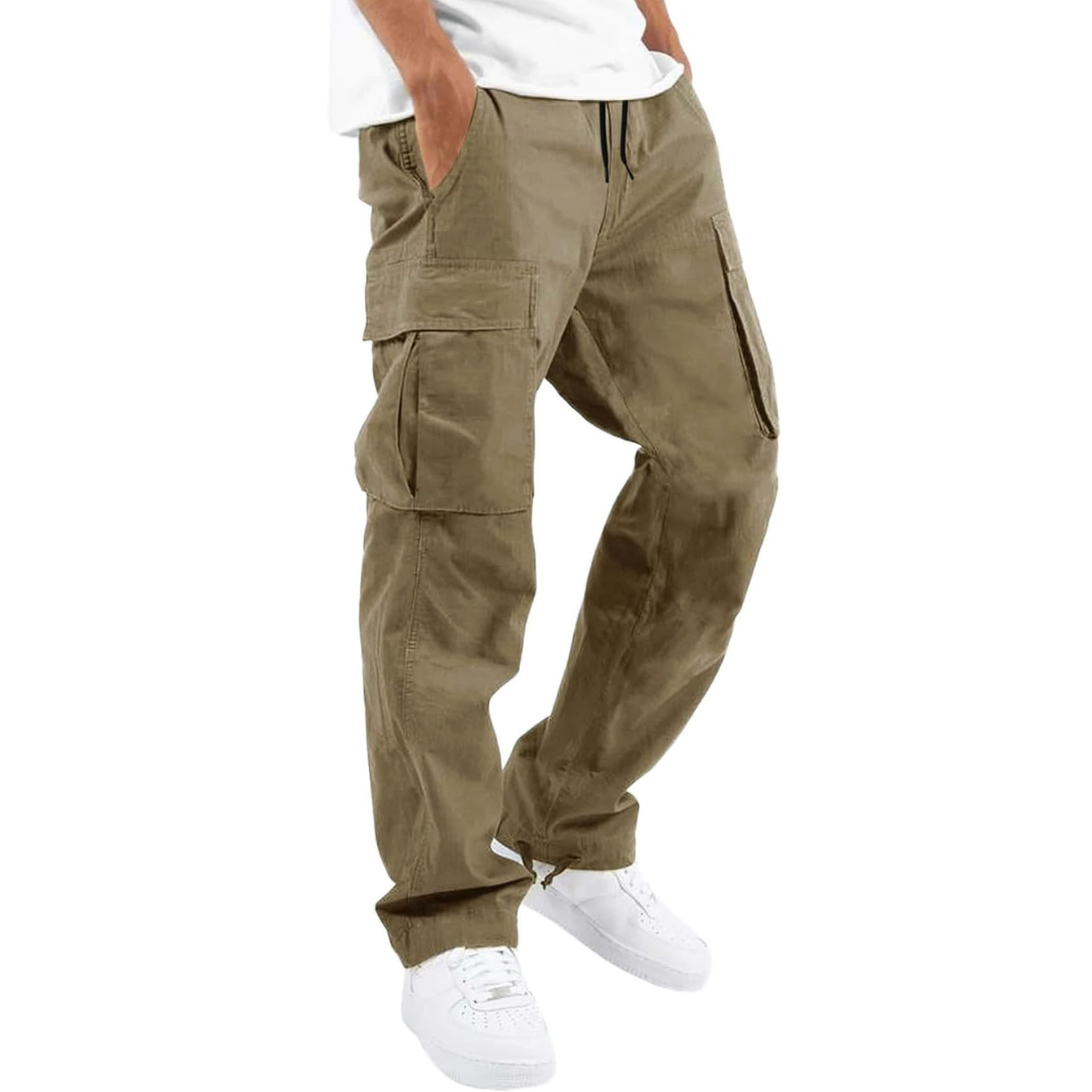 Mens fashion cargo joggers in grey colorway flat lay style