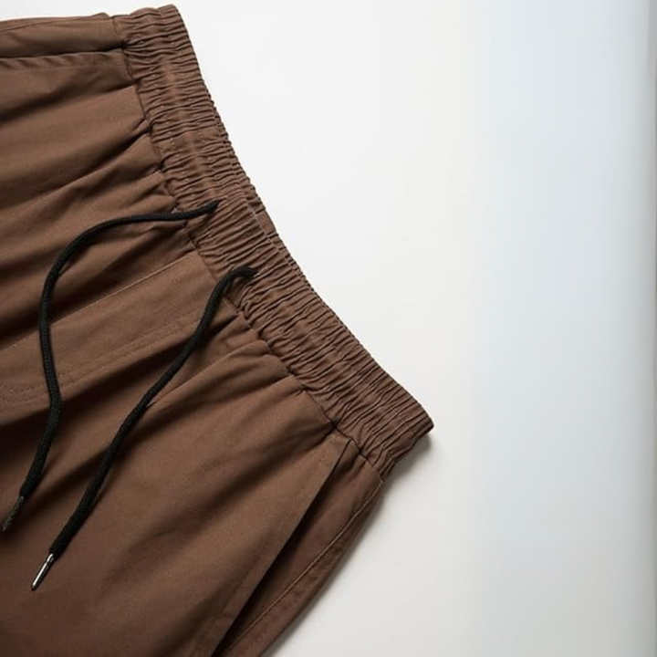 Fabric texture close-up of breathable cotton blend cargo pants