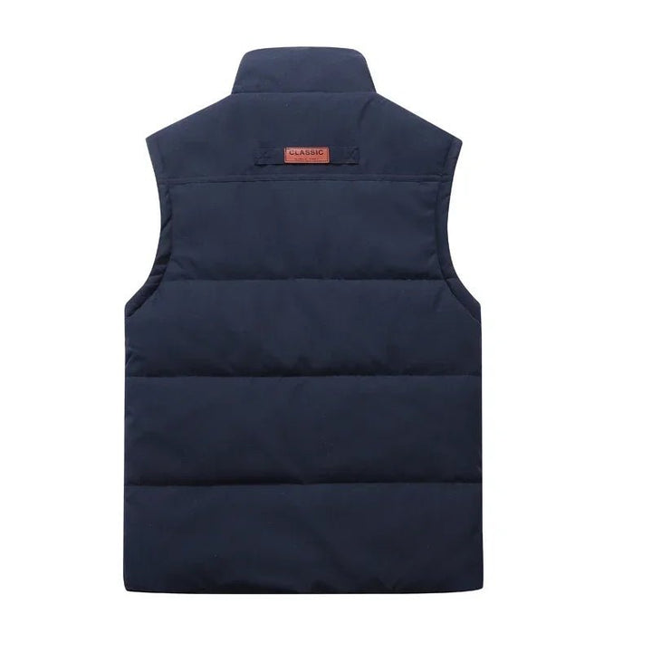 Black casual outerwear vest and gilet for men's outdoor wear