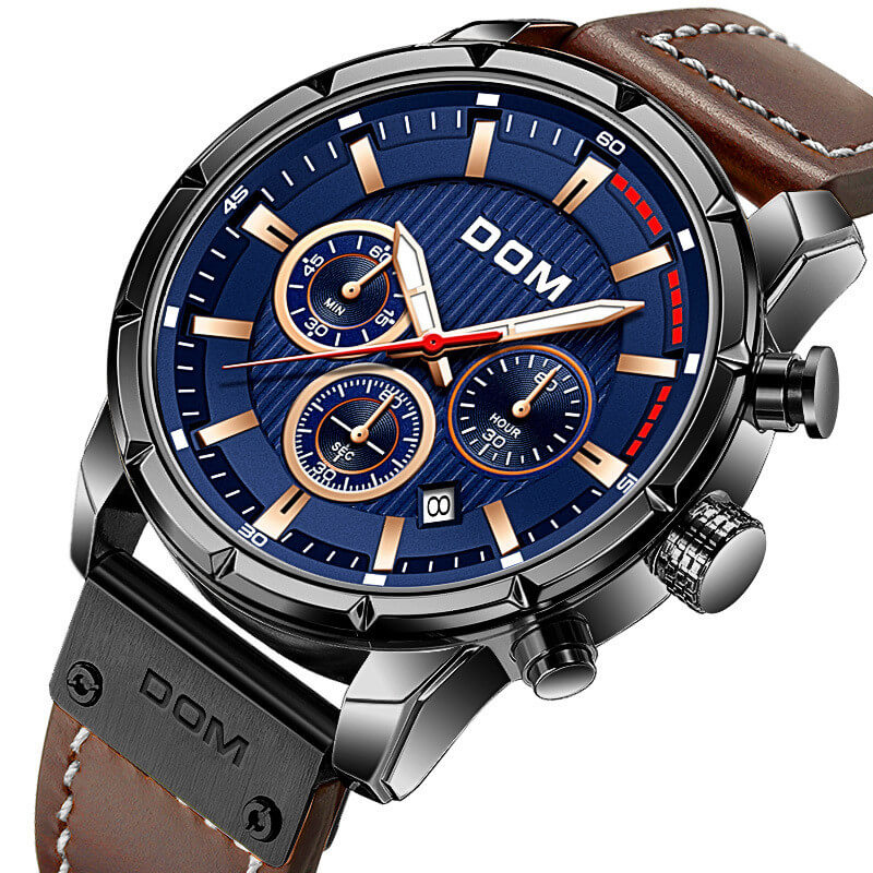 Stylish quartz watch for men featuring a durable water resistant design for active everyday wear.