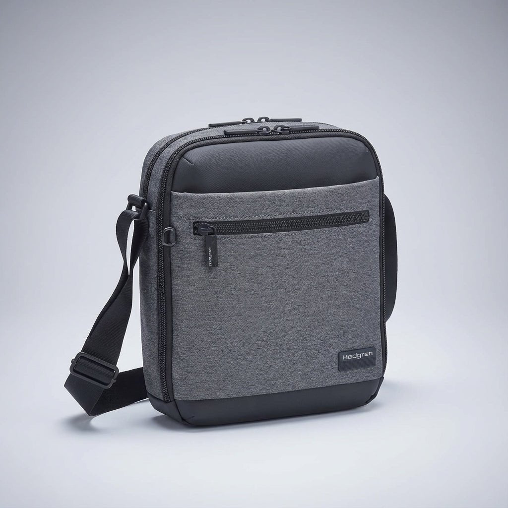 Durable mens travel accessories bag hanging against a neutral background