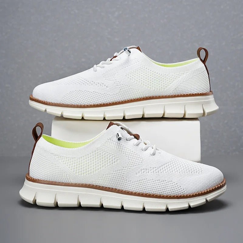 Mens casual footwear side view highlighting ergonomic arch support and lightweight construction