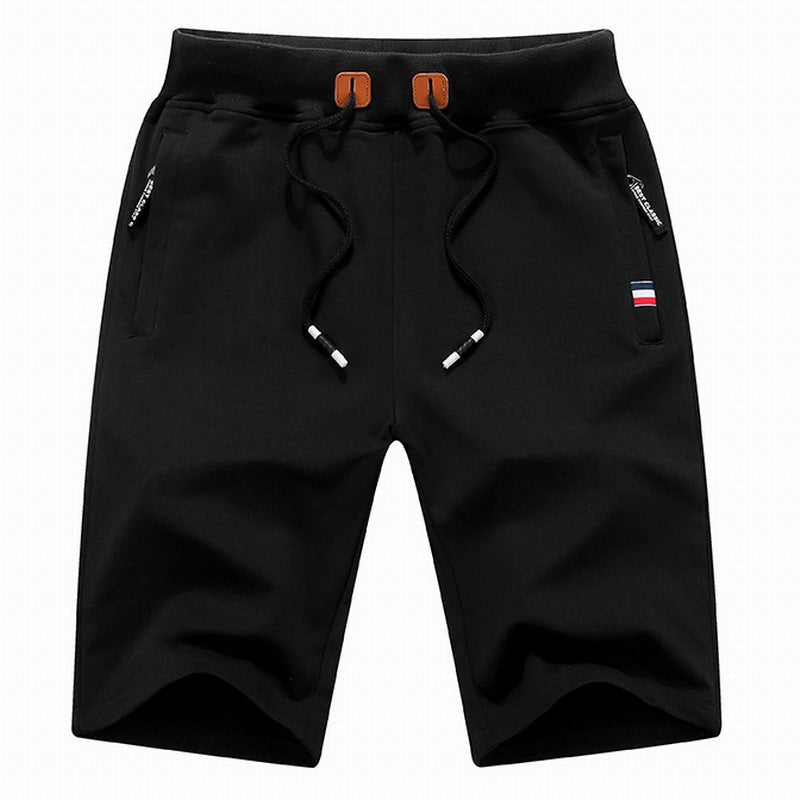 Men's casual drawstring shorts in classic black