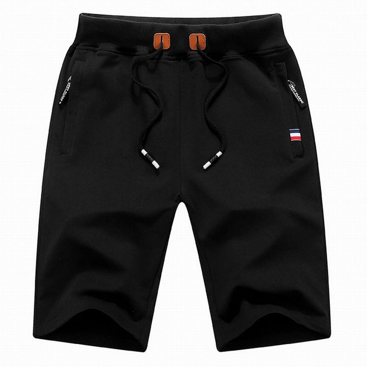 Men's casual drawstring shorts in classic black