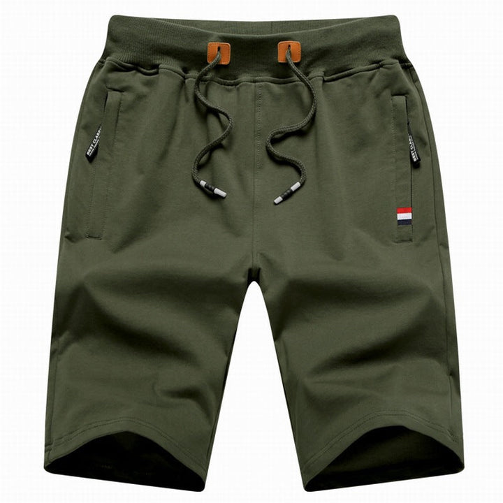 Men's casual drawstring shorts in military green
