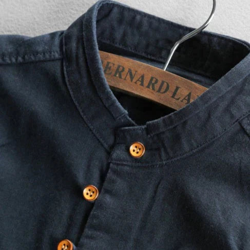 Casual shirt for men in samurai style displayed flat to show full length