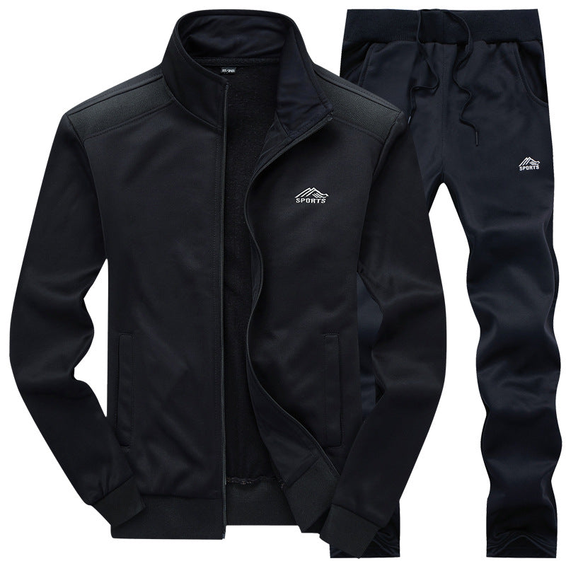 Mens athletic tracksuit set showing detailed zipper and pocket design for activewear