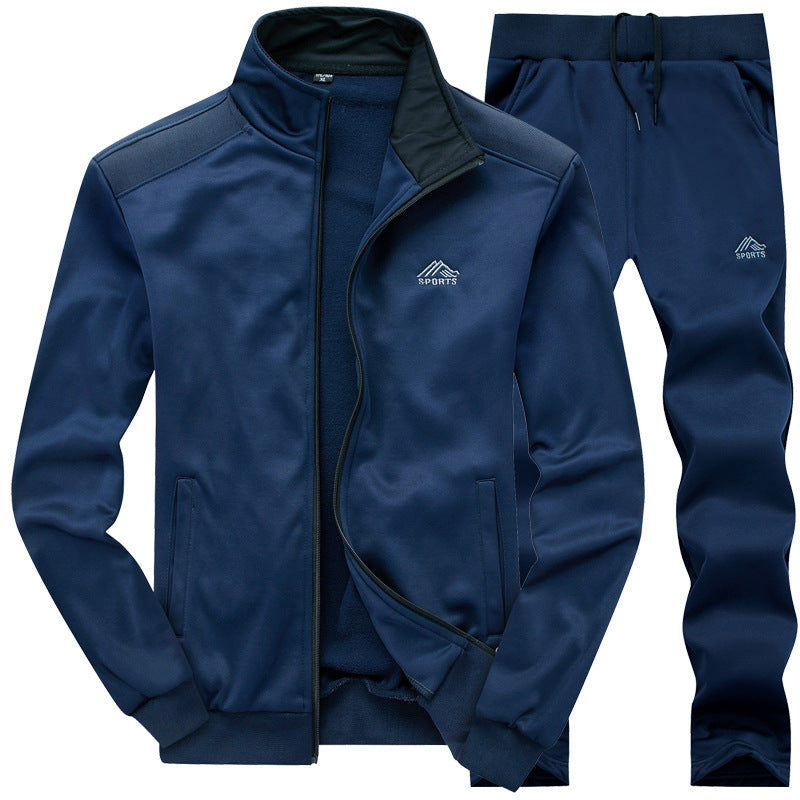 Blue men's activewear tracksuit set with cozy lining and side pockets
