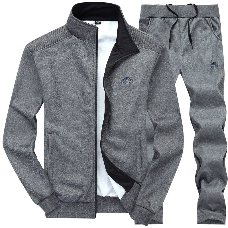 Dark grey men's sports tracksuit with full-zip jacket and trousers