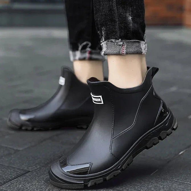 Men's waterproof ankle boots flexing to show flexibility and comfort