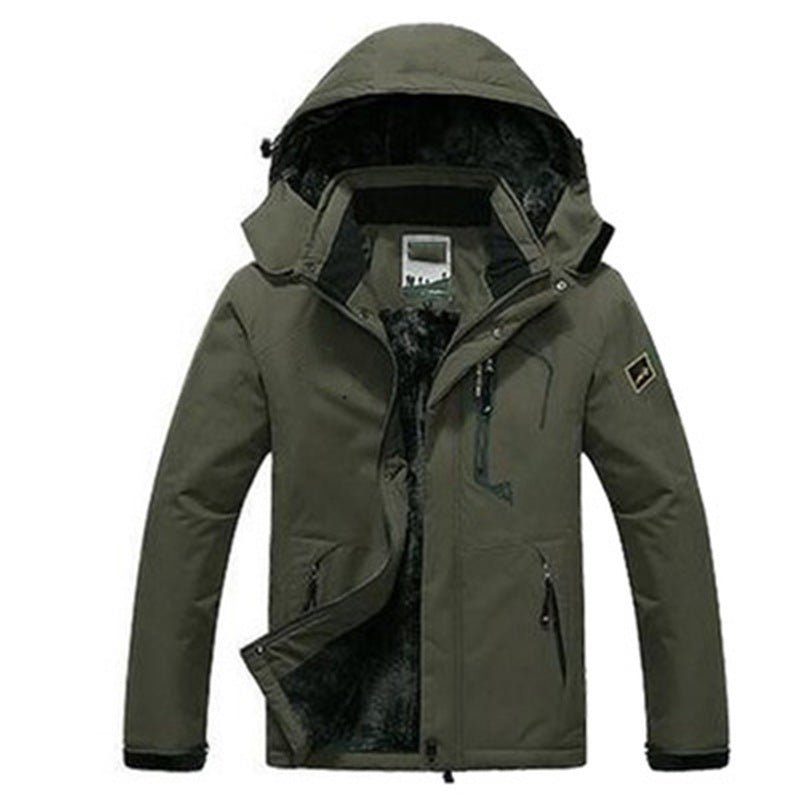 Detailed shot of zippered pockets and warm fleece lined interior