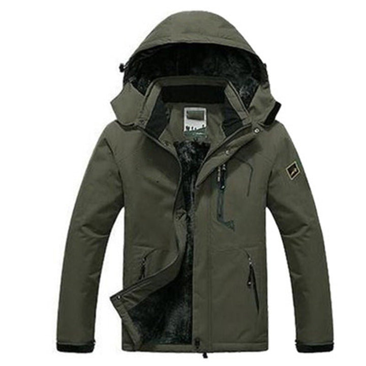 Detailed shot of zippered pockets and warm fleece lined interior