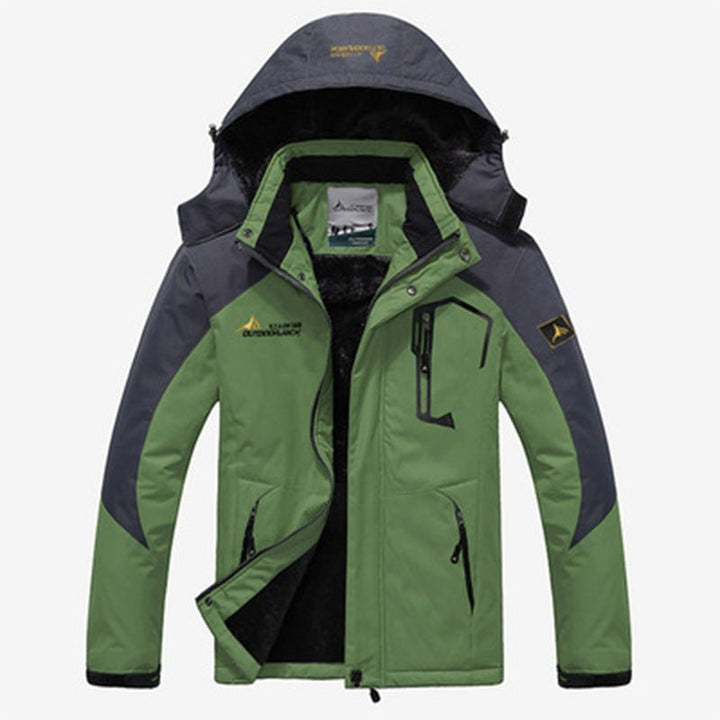 Mens waterproof parka jacket with cozy fleece lining for winter weather
