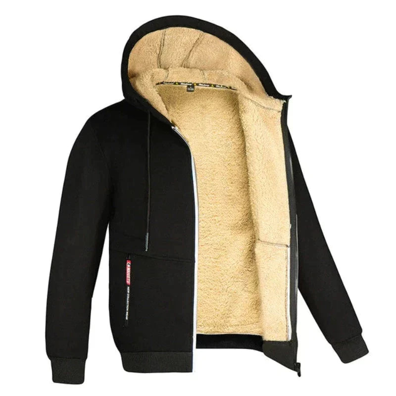 Men's black winter vest featuring a cozy plush lining and full front zipper