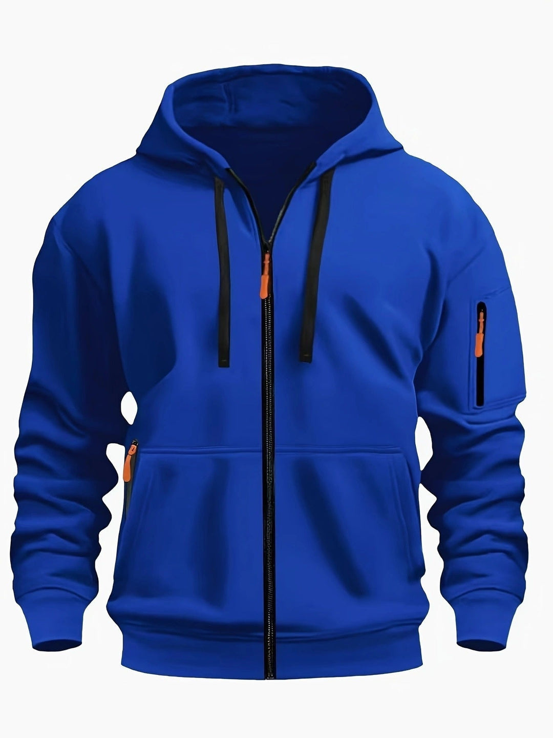 Side profile of men's hoodie showing comfortable fit and warm fabric