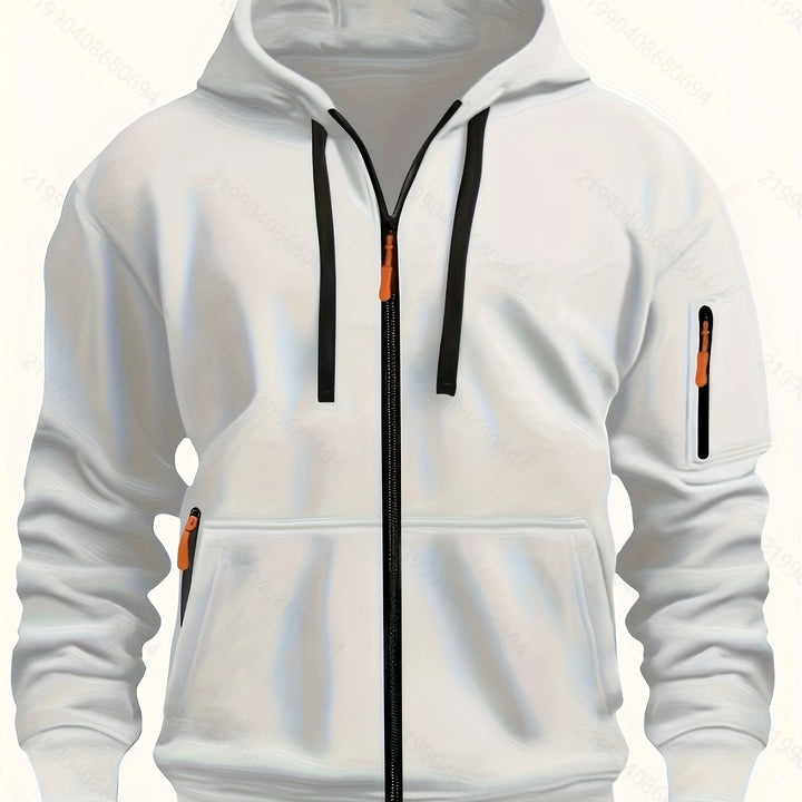 Soft interior fabric lining of mens warm autumn fashion hoodie