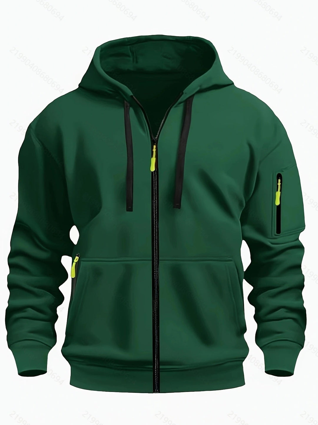 Pocket detail on front of mens winter apparel and activewear hoodie