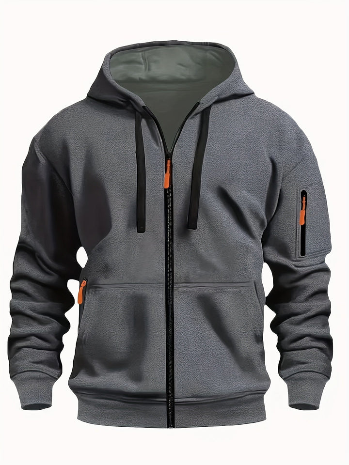 Mens zip-up hoodie in casual style for autumn fashion and daily wear