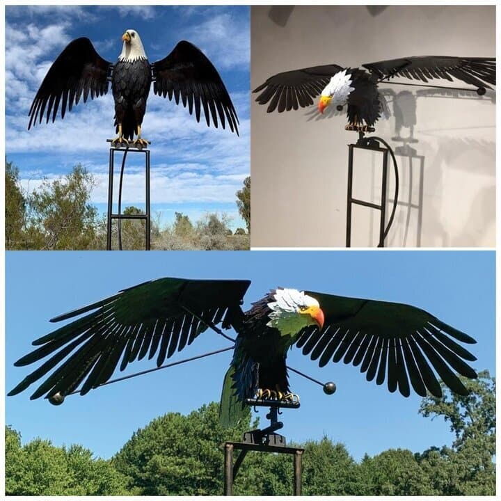 Eagle statue style kinetic decor and garden ornament