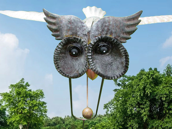 Detailed owl ornament metal art for outdoor yard decor