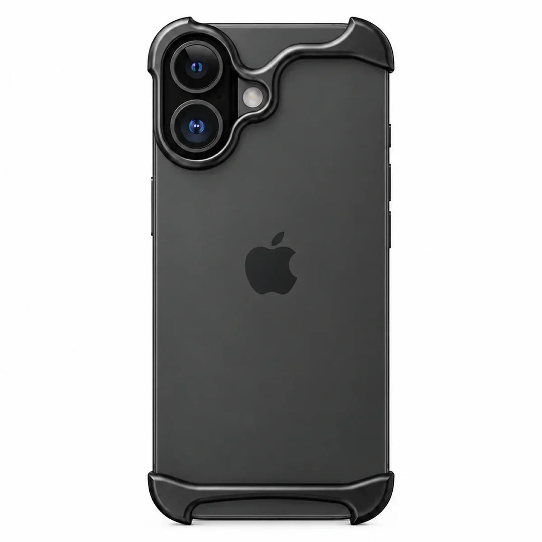 Space gray shockproof metal case showing enhanced corner cushioning