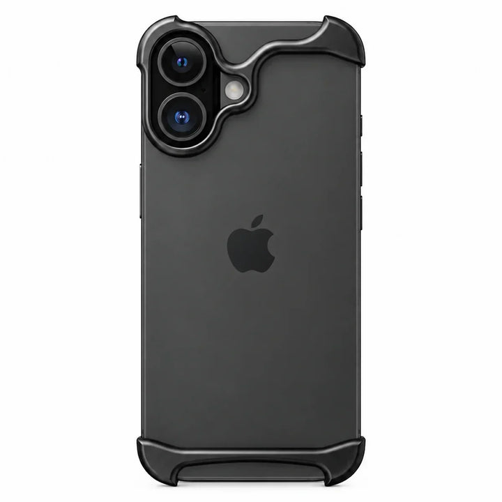 Space gray shockproof metal case showing enhanced corner cushioning