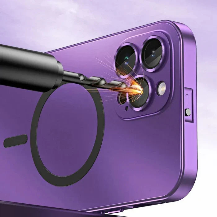 Sleek minimalist magnetic metal case for iPhone accessory collection