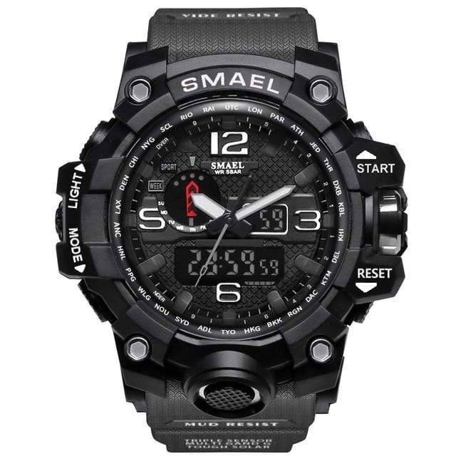Mens military watch showing back stainless steel case and strap attachment