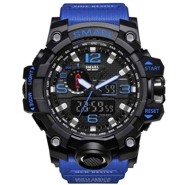 Mens dual display watch worn on wrist showing fit and style