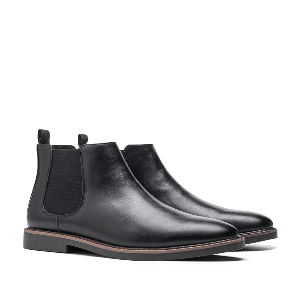 Close-up of mens chelsea boots showcasing premium texture and slip-on convenience