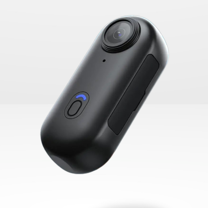 Unisex mini 4K POV camera mounted on clothing for hands-free action recording