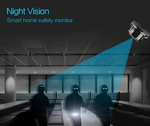 Infrared night vision demonstration showing smart home monitoring in the dark