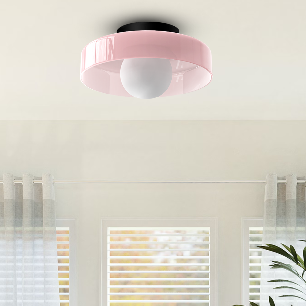 Living room light installed on white ceiling providing bright interior illumination