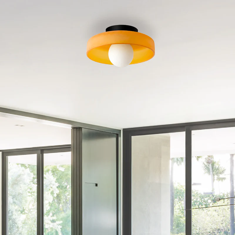Ceiling light mounted in hallway demonstrating compact low-profile design