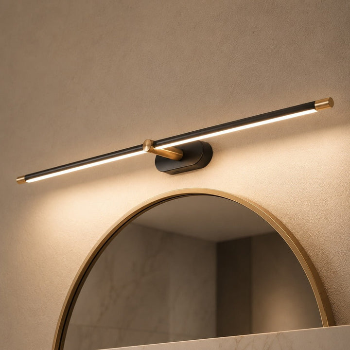 Close-up of the metal fixture on the modern LED wall lamp