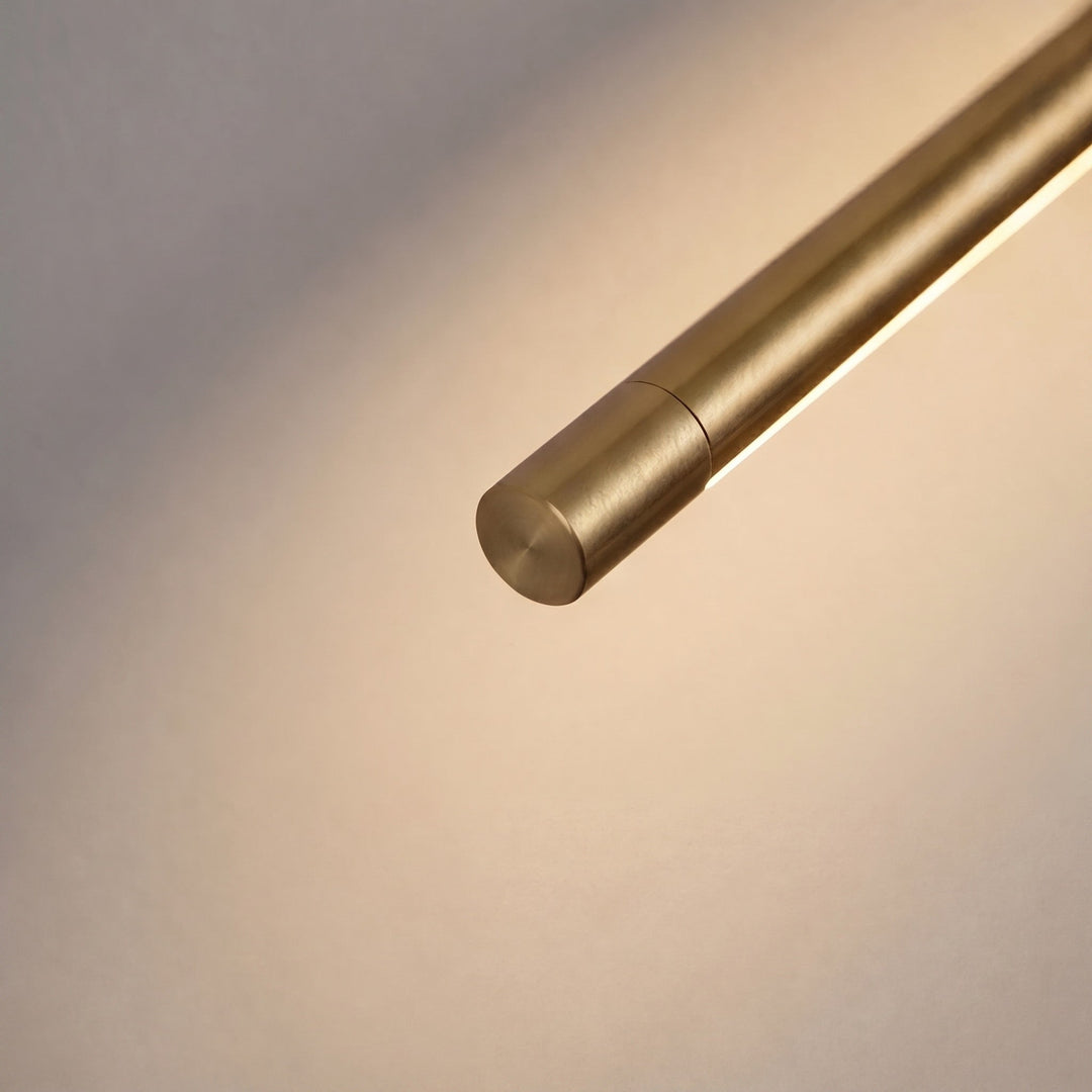Angle view of the metal wall sconce highlighting its slim profile