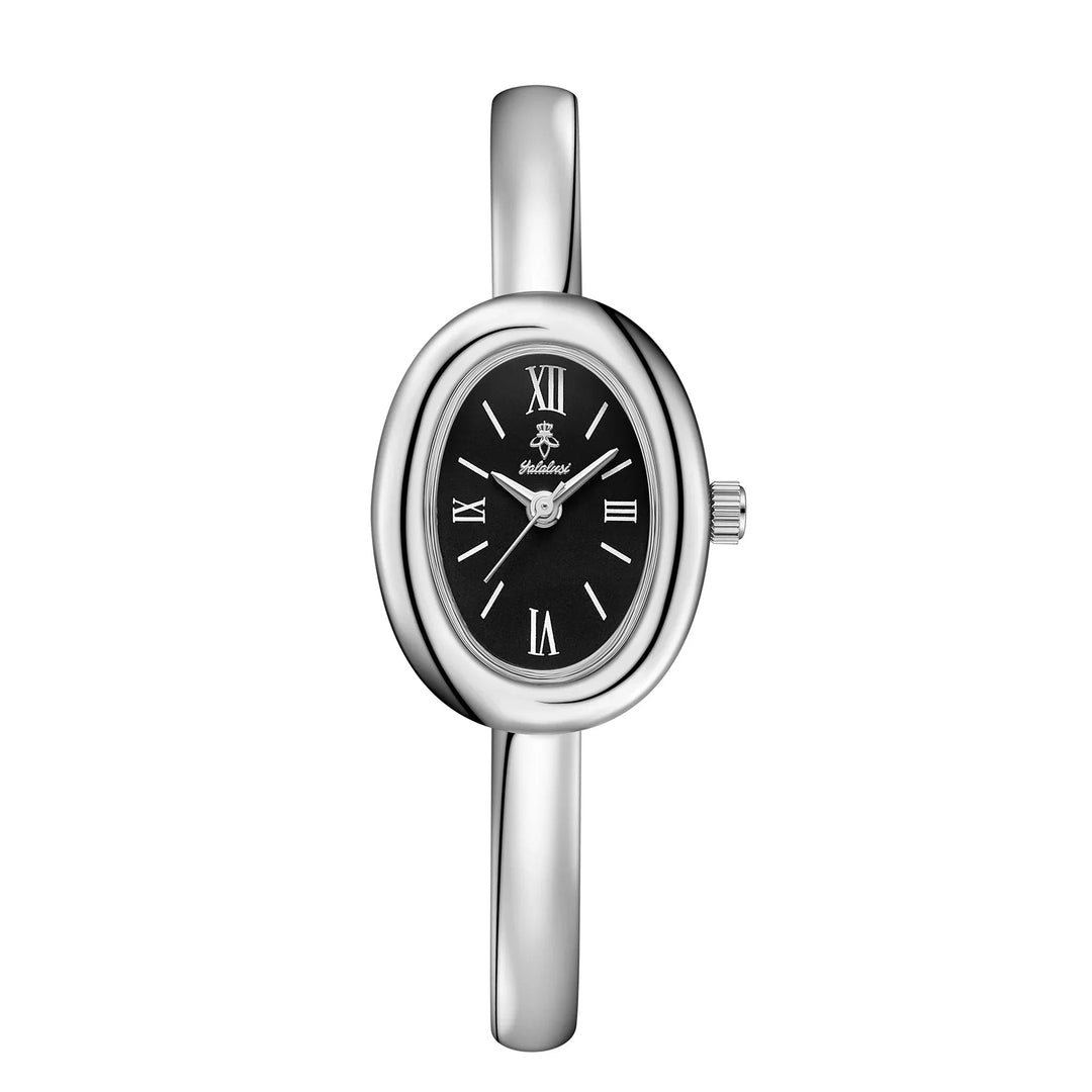 Close-up of minimalist women watch dial and sleek case