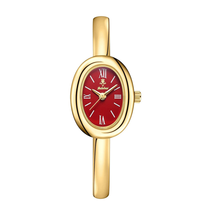 Minimalist women watch with slim metal strap on wrist