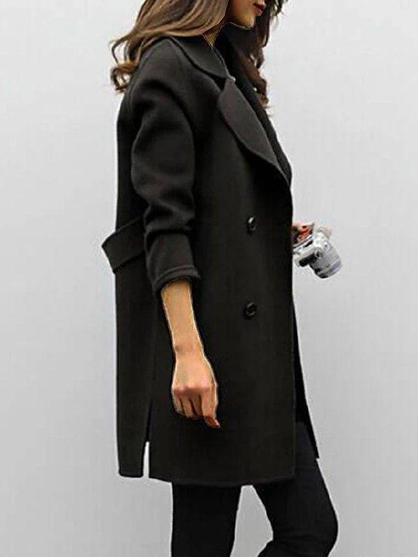 Olive green double-breasted trench coat for women with classic style buttons and belt