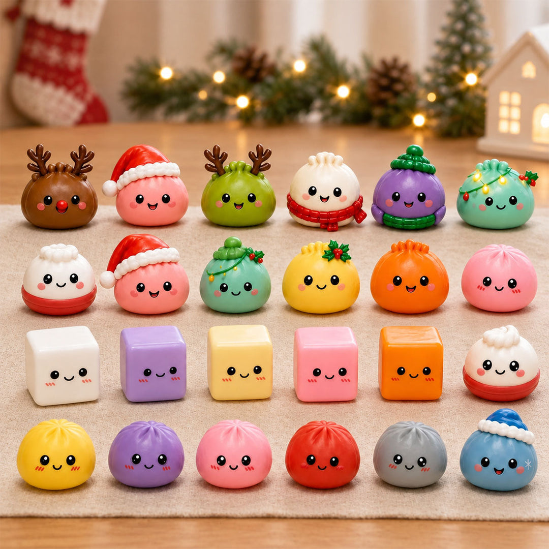 Festive holiday gift box with cute fidget toys for christmas countdown