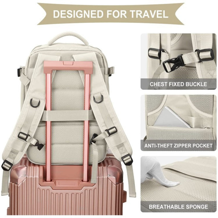 Durable outdoor gear daypack rear view with ergonomic shoulder straps
