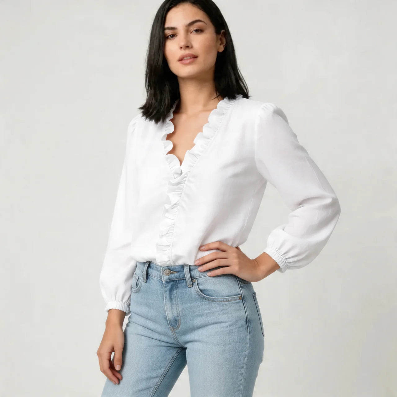 Women’s Ruffle Front Blouse