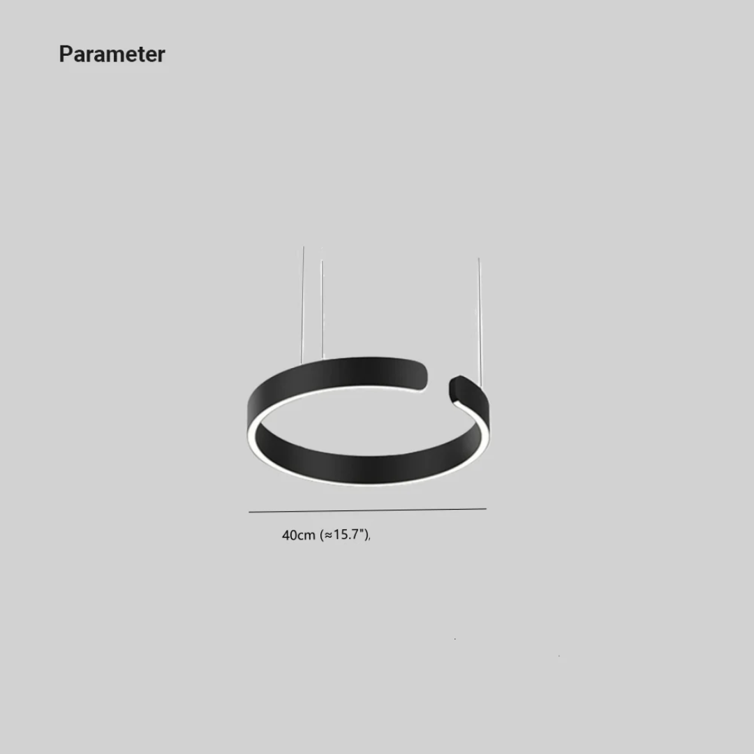 Dimmable halo pendant lamp glowing in a stylish living room, highlighting modern home decor.