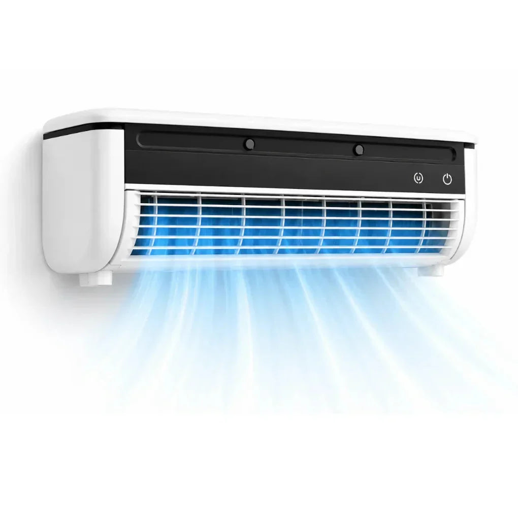 Modern compact wall air conditioner in white finish with clean aesthetic