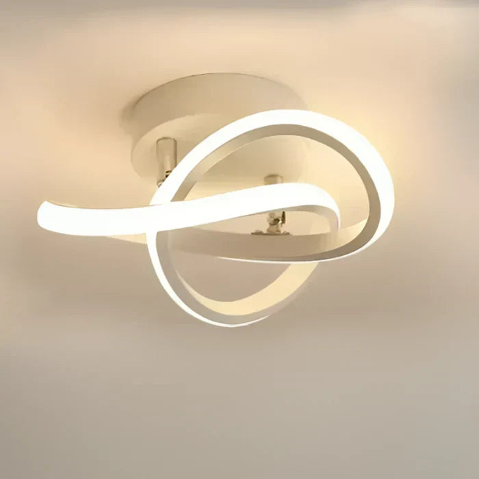 Wave white modern LED ceiling lamp with unique curved design