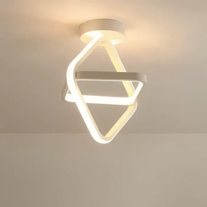 Close-up view of the contemporary LED lighting fixture with dual rings