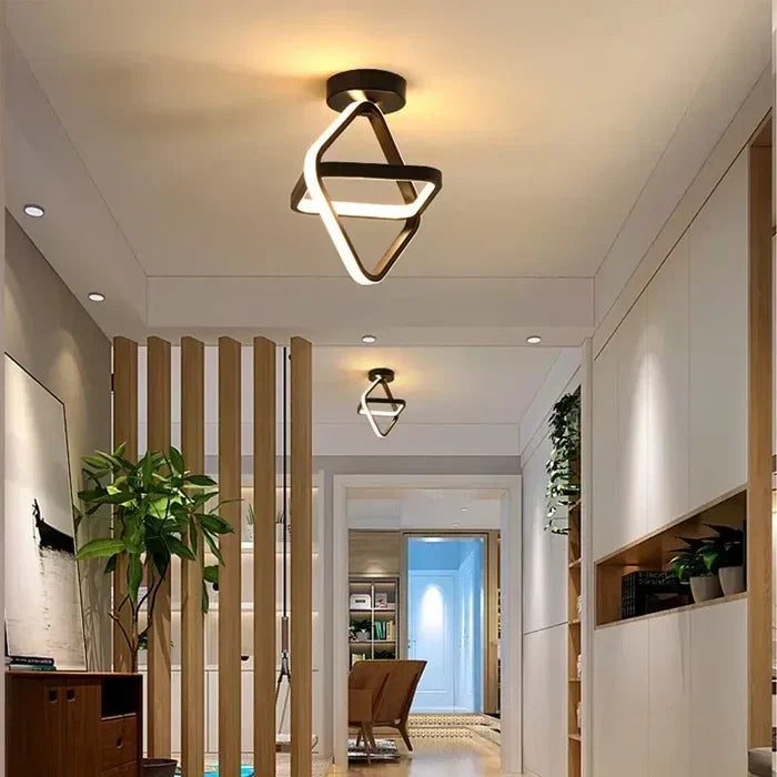 Square variant of the LED ceiling lamp mounted in a modern corridor
