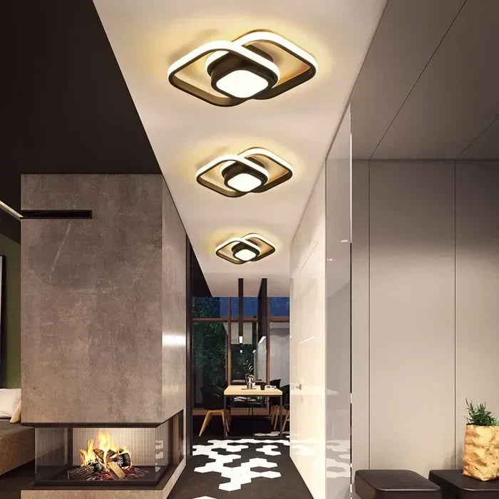 Modern LED ceiling lamp featuring a stylish double ring design in living room